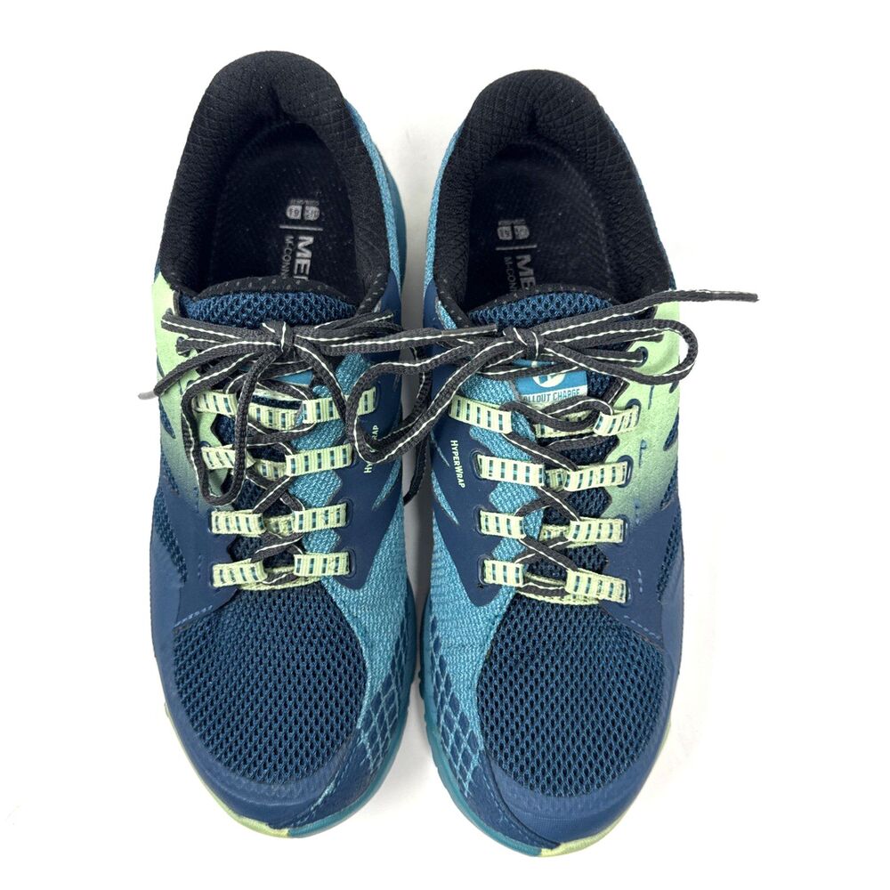 Merrell All Out Charge Trail Running Shoes Womens Sz 9.5 HyperWrap360 Blue Green